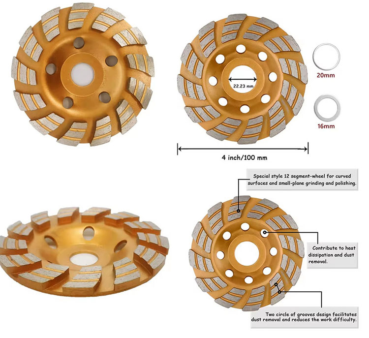 100mm turbo row diamond cup grinding wheels